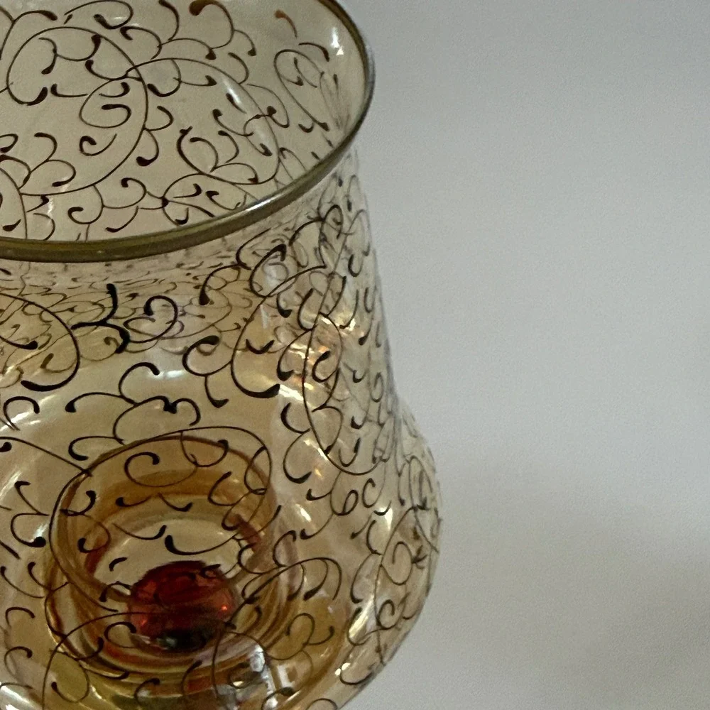 VINTAGE Pier 1 Jubilee Hand Blown Glass Hurricane Candle Holder Romania 14